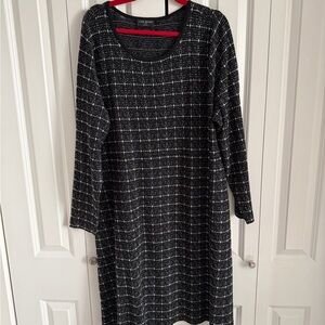 Lane Bryant Black and White Checkered Long Sleeve Dress